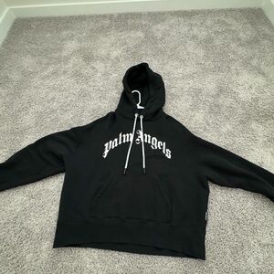 Palm angels curved logo print hoodie